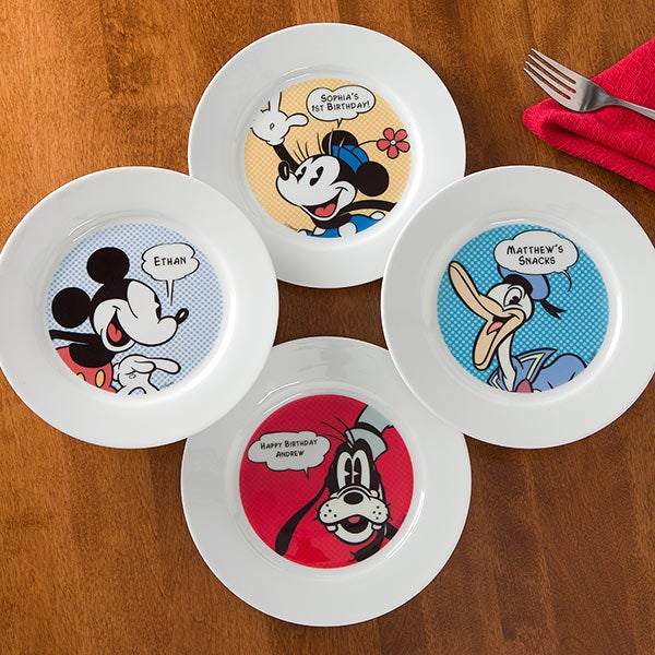 Personalized Disney Plates Mickey Mouse, Minnie Mouse, Donald Duck, Goofy