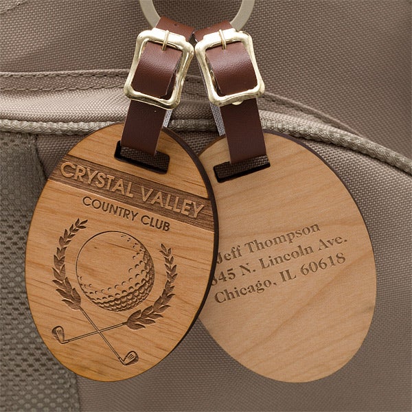 Engraved Wood Golf Bag Tags - Classic Golfer - 11197