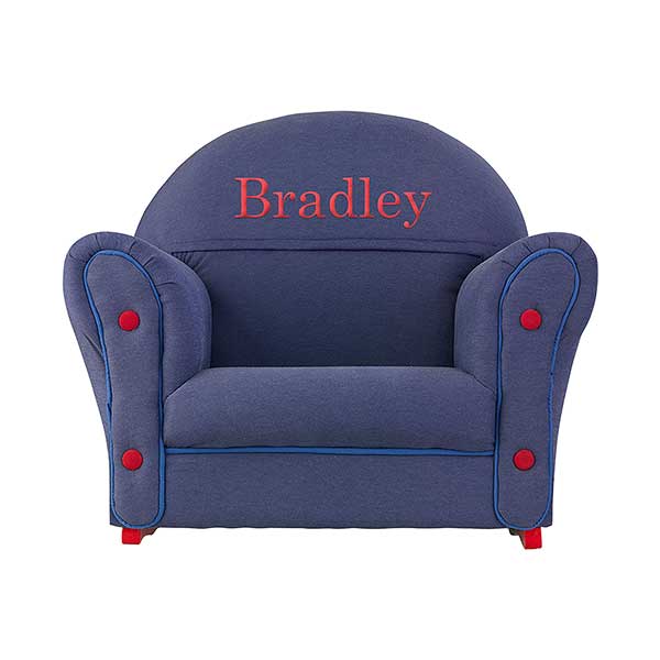 Personalized Upholstered Rocking Chair for Kids Denim Kids Gifts