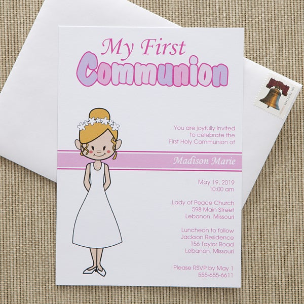 Personalized Communion Invitations Communion Girl