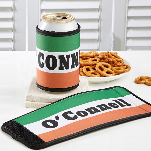 Personalized Irish Flag Beer Can & Bottle Wrap - 11342