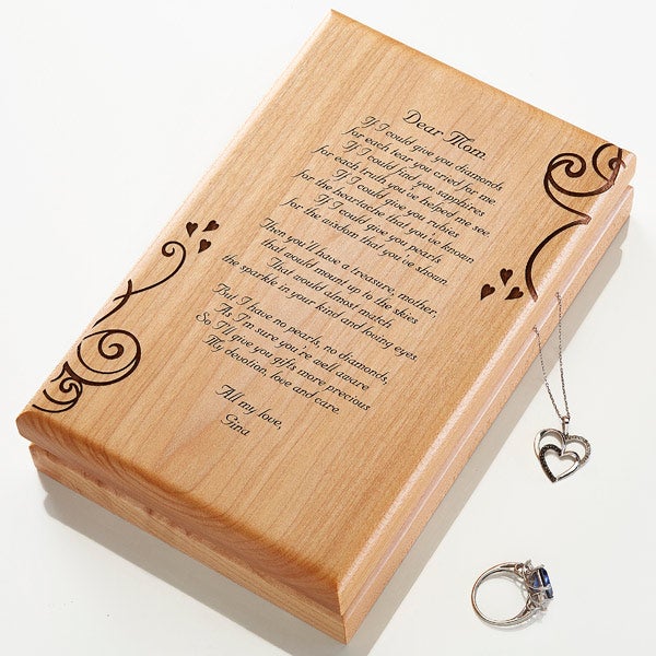 Personalised Wooden Jewellery Box Ideal Mothers Day Birthday Gift 