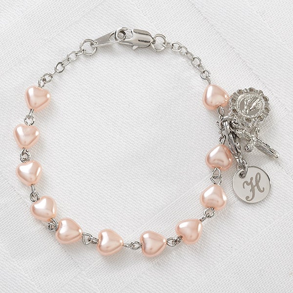 Gold Monogram Charm Bracelet with Pearl