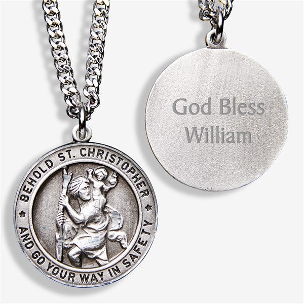 Engraved St. Christopher Pendant for Men - 11364