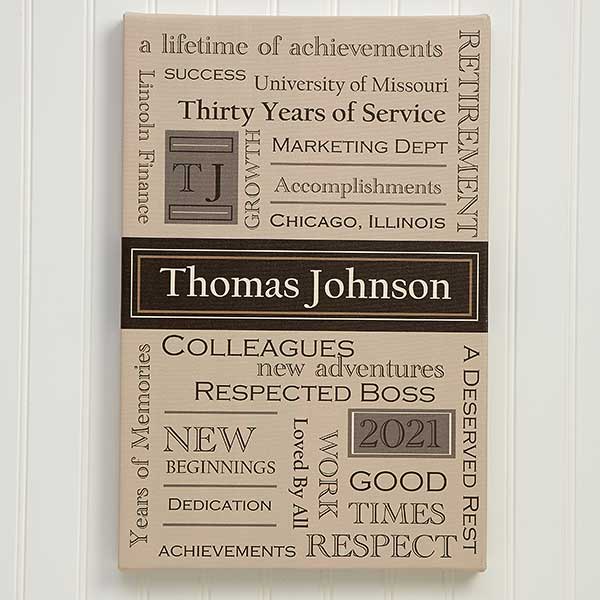 Personalized Retirement Canvas Art 12x18 Office Gifts