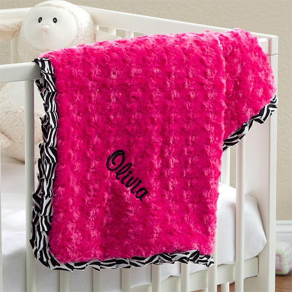 11604   Little Zebra Embroidered Baby Blanket 