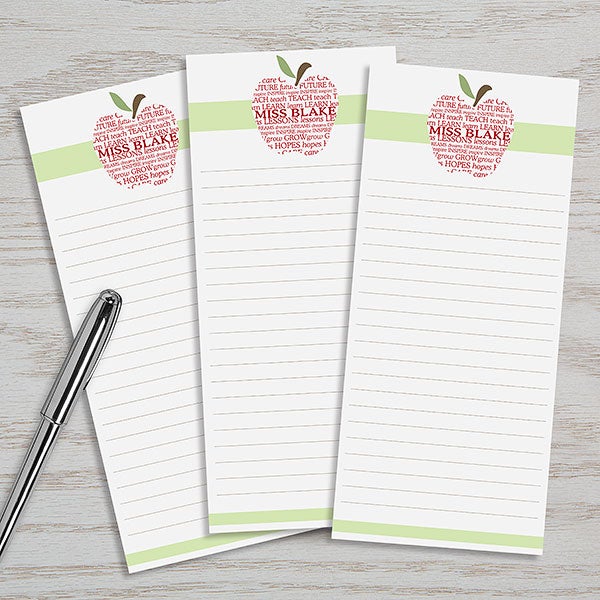 Personalized Teacher's Note Pad Set - Apple Scroll - 11614