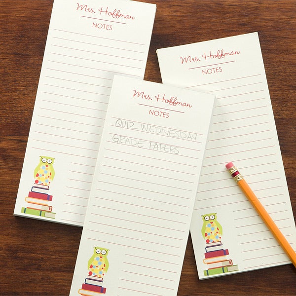 Personalized Teacher Note Pad Stationery Wise Owl
