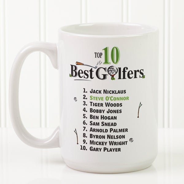 Personalized Golf Coffee Mugs - Top 10 Golfers - 11658