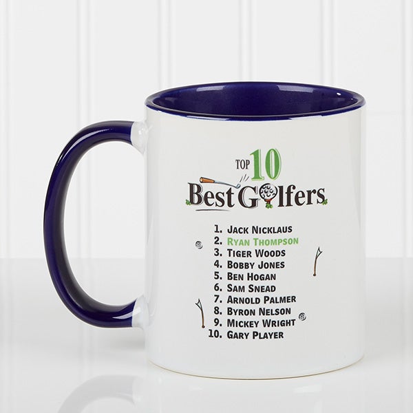 Personalized Top 10 Golfers Coffee Mugs Blue