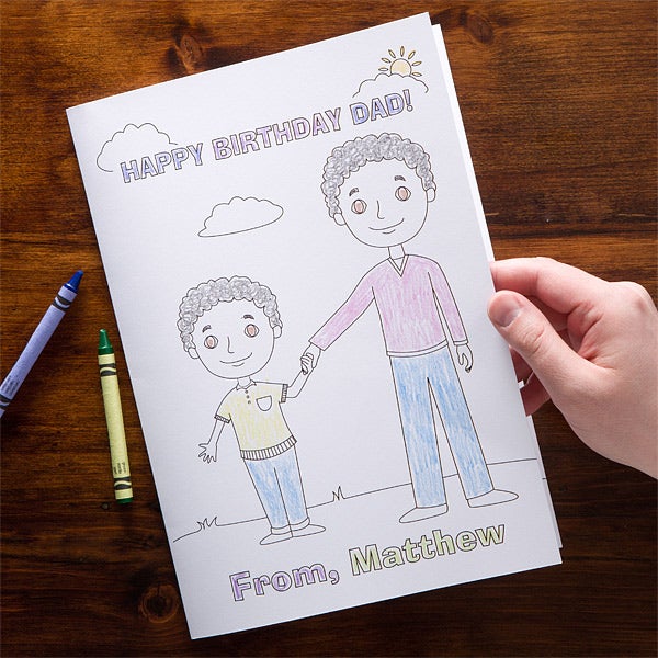 personalized fathers day cards daddy me coloring card
