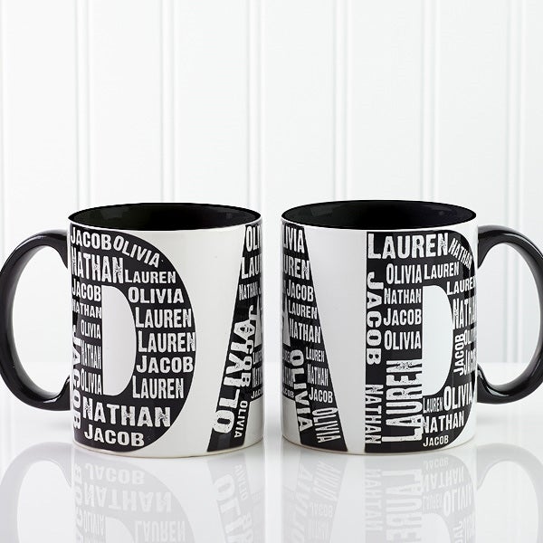 Personalized Coffee Mugs for Dad - Repeating Names - 11743