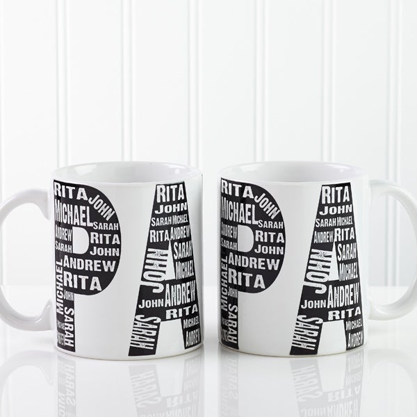 Personalized Father Coffee Mugs - Red Repeating Names