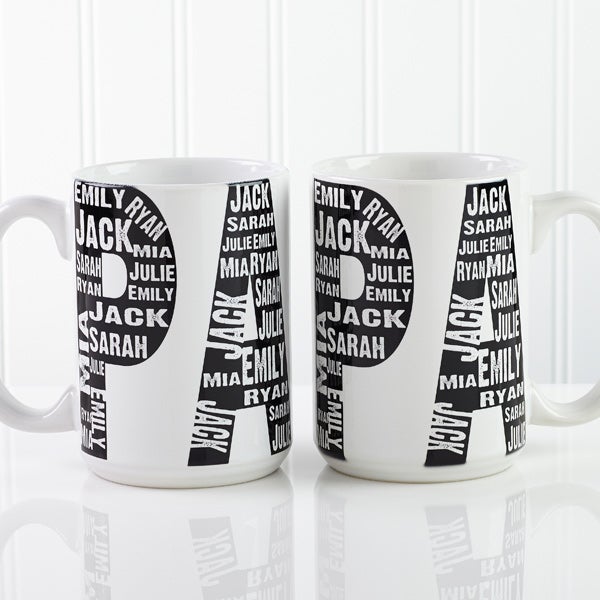 Personalized Coffee Mugs for Dad - Repeating Names - 11743