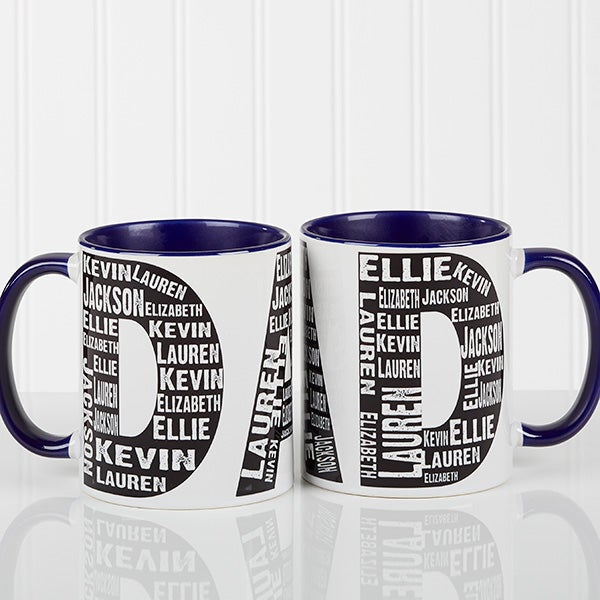 Personalized Coffee Mugs for Dad - Repeating Names - 11743