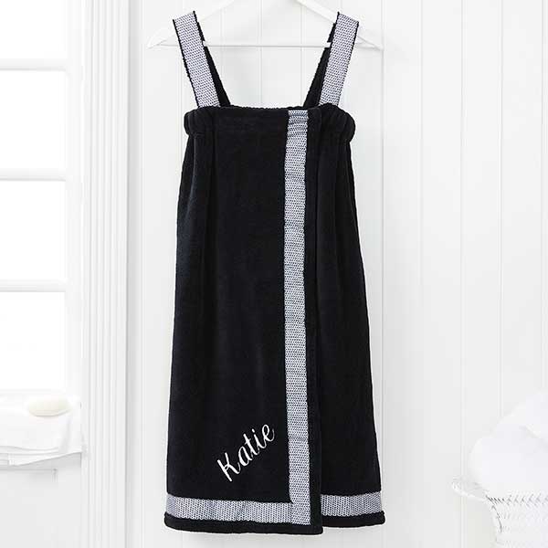 Personalized Bath Wraps With Straps Geometric Accent