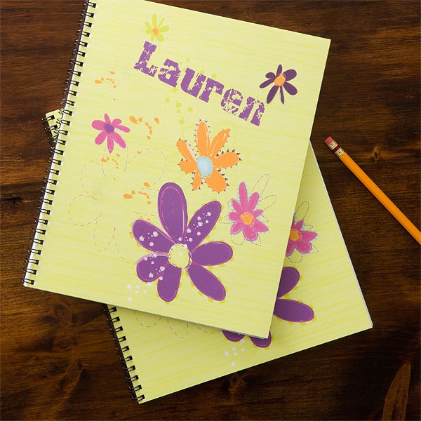 girls personalized notebooks flowers