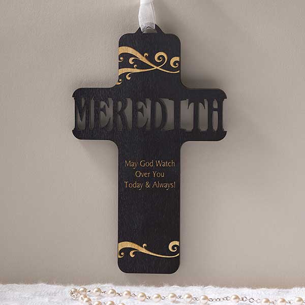 Personalized Wood Baby Cross - Bless This Child - 11932