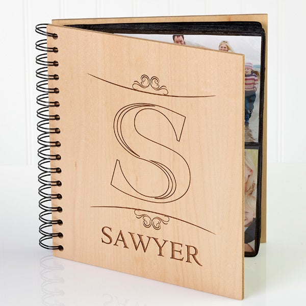 Family Monogram Personalized Wood Photo Album- Large - Whitetail