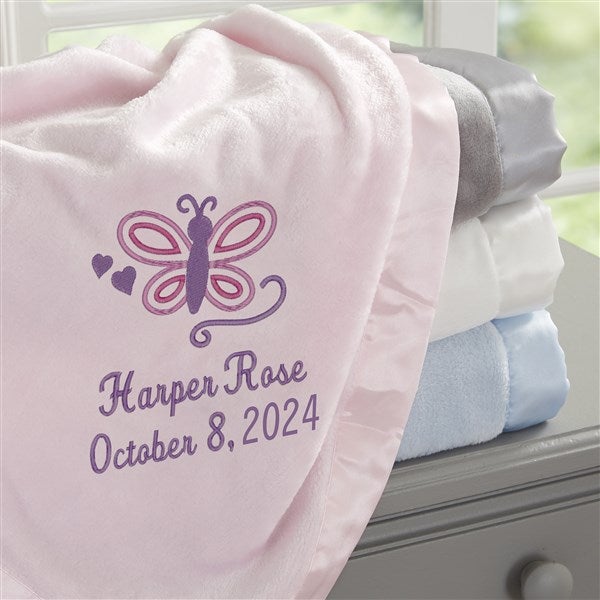 Butterfly Personalized Embroidered Name Baby Blanket