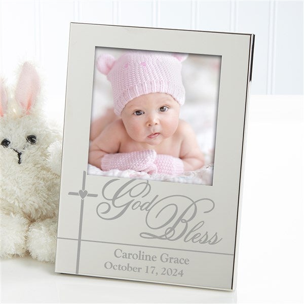 God Bless Baby Name Personalized Silver Picture Frame