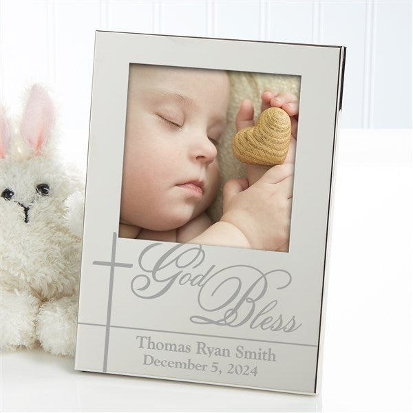 Engraved Silver Baby Picture Frames God Bless Baby