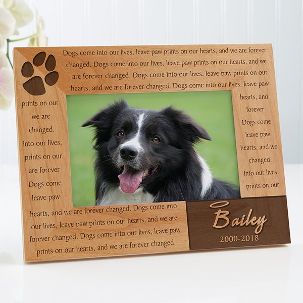 Personalized Pet Memorial Picture Frame Paw Prints On Our Heart 12125