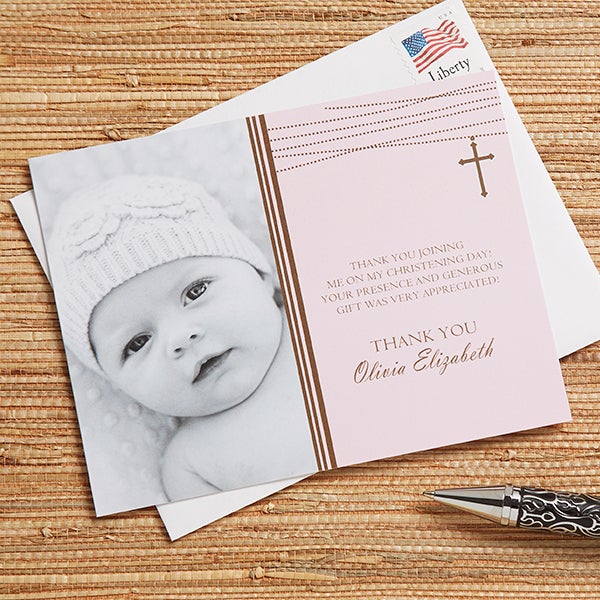 God Bless Baby Personalized Thank You Cards - 12170