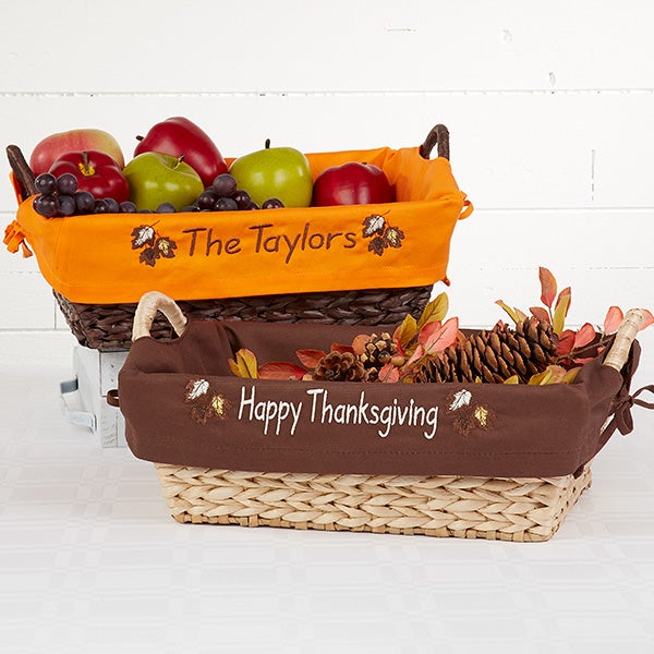Personalized Decorative Wicker Basket - Fall Leaves - 12174