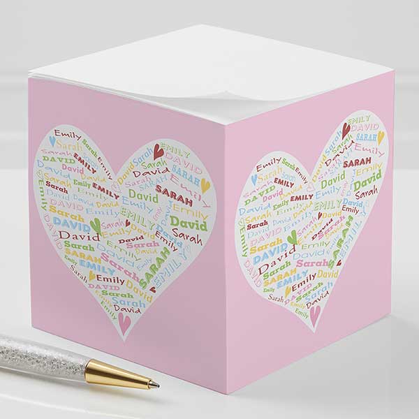Personalized Sticky Note Cubes - Her Heart Of Love - 12227