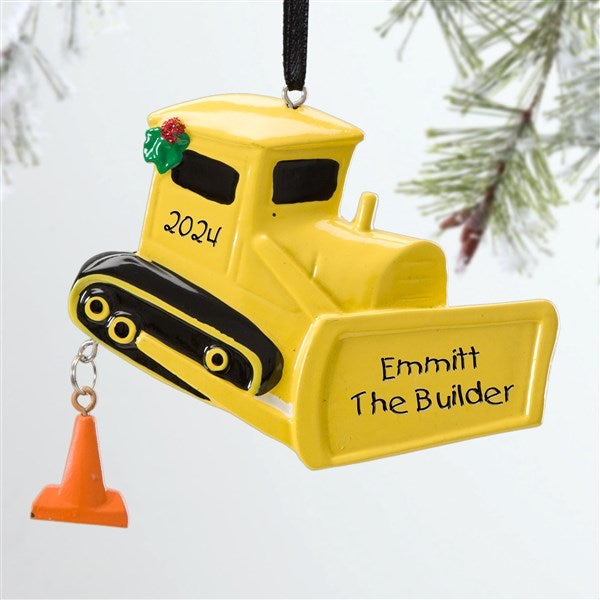 Personalized Boys Christmas Ornaments - Bulldozer - 12283