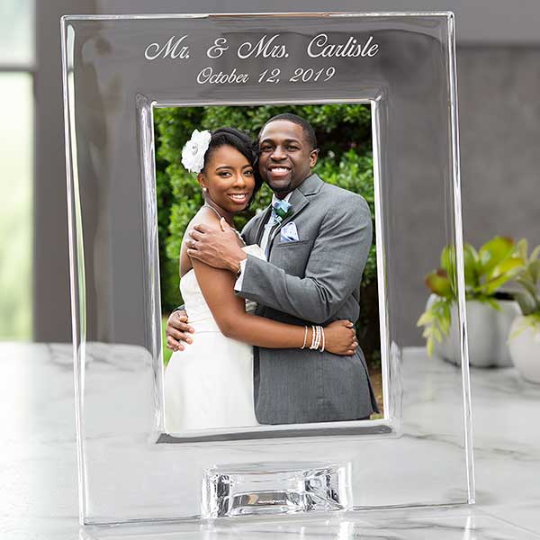 Orrefors Engraved Crystal Wedding Photo Frame 5x7