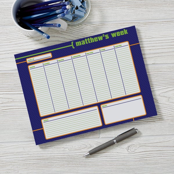 Personalized Desk Pad Calendars for Men - His Weekly Agenda - 12311