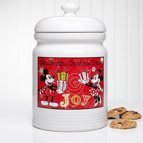 Personalized Disney Christmas Cookie Jar Mickey Mouse & Minnie Mouse