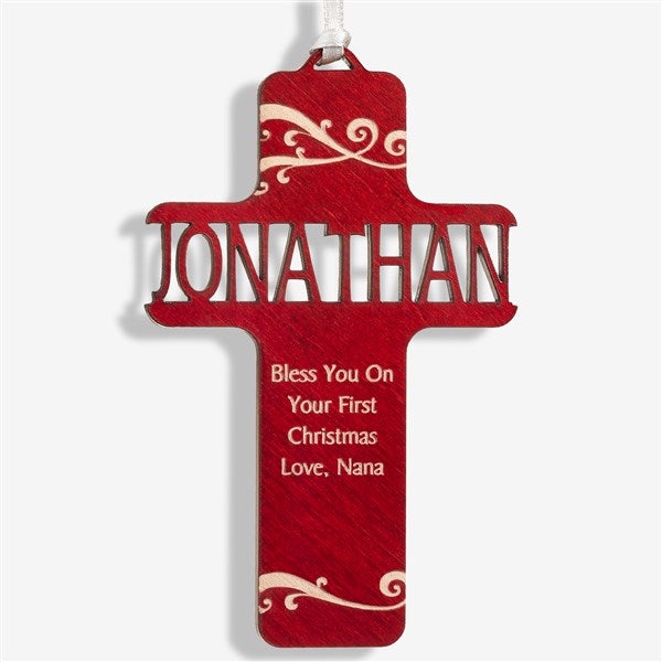 Personalized Christian Cross Ornaments - Bless This Child - 12370