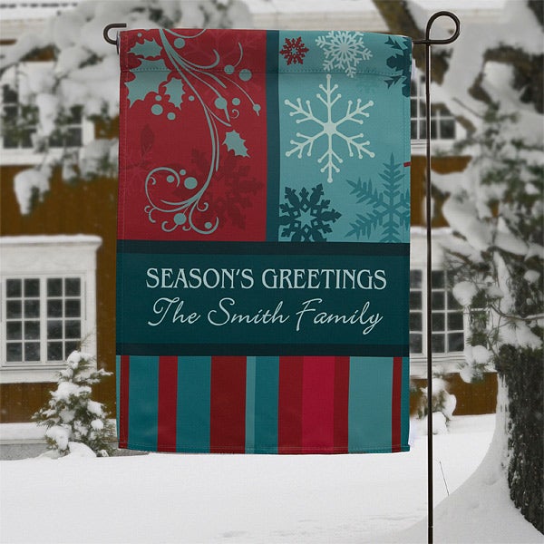 Personalized Christmas Garden Flags Happy Holidays