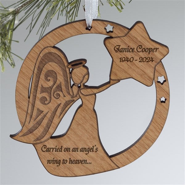 Personalized Memorial Christmas Ornaments - Wood Angel - 12424