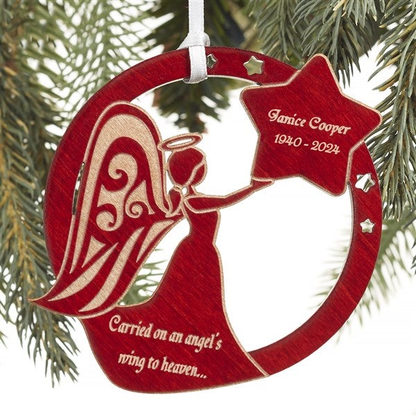 Personalized Memorial Christmas Ornaments - Wood Angel - 12424