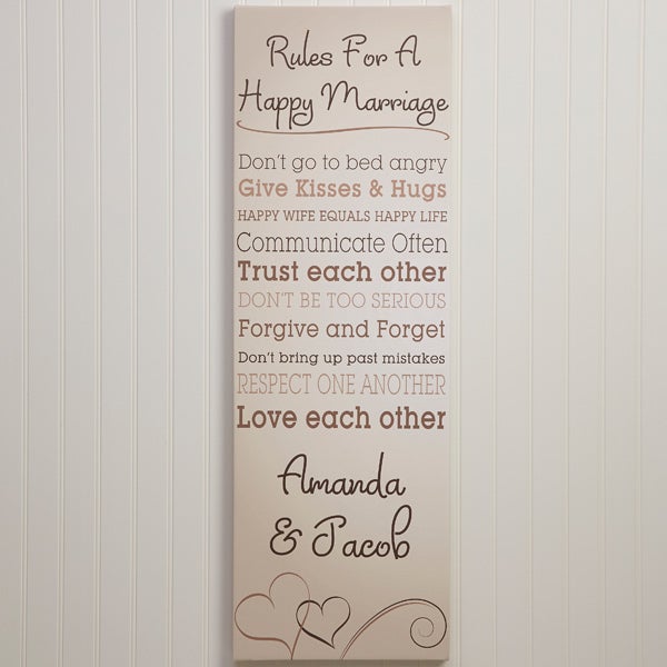 Personalized Canvas Art - Rules for A Happy Marriage - 12522