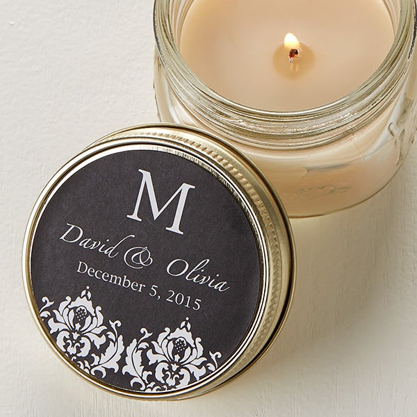 Personalized Candle Tin Favors - Damask Monogram - 12689