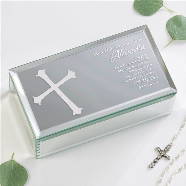 Personalized Mirrored Keepsake Box - First Communion Blessing - 12753