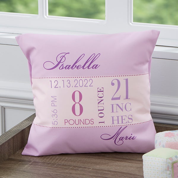 Personalized Baby Birth Pillows for Girls
