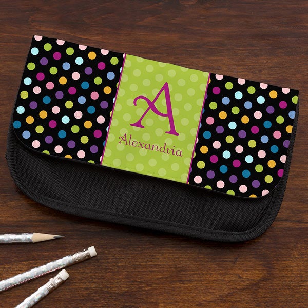 Personalized Pencil Cases for Kids Polka Dots