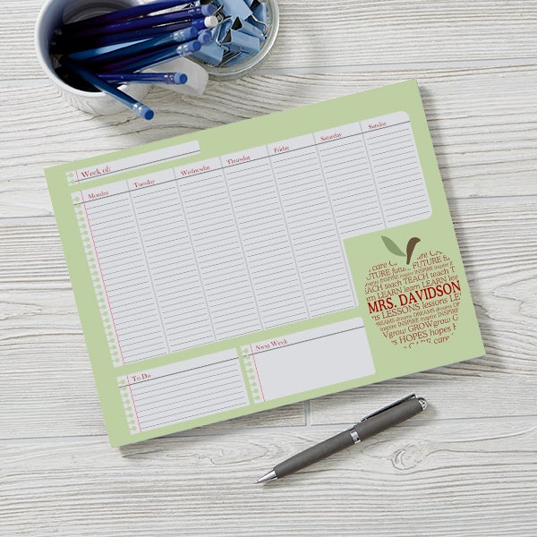 Personalized Desk Pad Weekly Calendar For Teachers Small