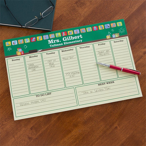 Personalized Teacher's Desk Pad Weekly Planner