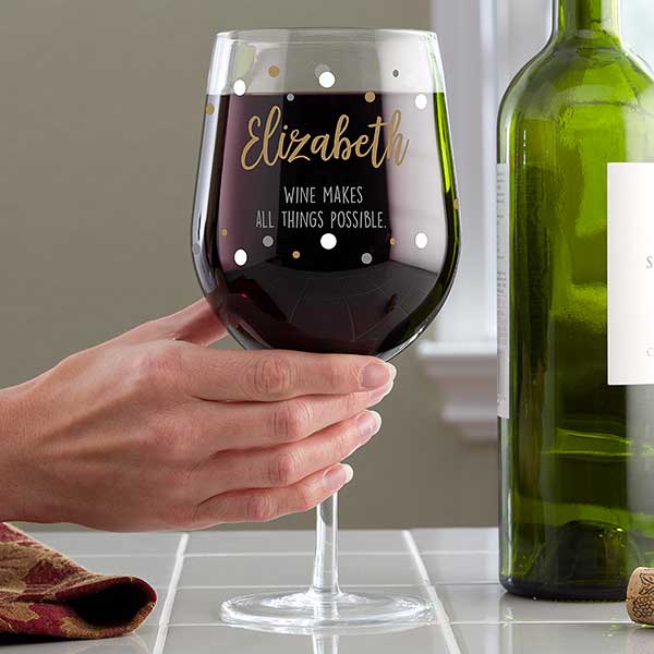PERSONALISED ENGRAVED WINE GLASS  'Dogs and Wine' Gift for Celebration Birthday 