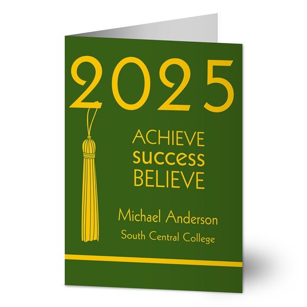 Personalized Graduation Greeting Cards - Achieve, Success, Believe - 12956