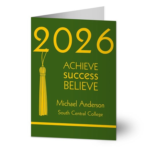 Personalized Graduation Greeting Cards - Achieve, Success, Believe - 12956