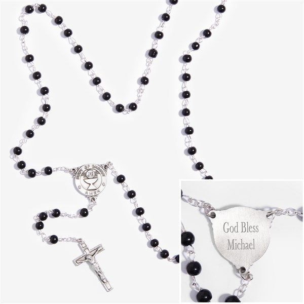 Personalized First Communion Rosary for Boys - Onyx - 12990