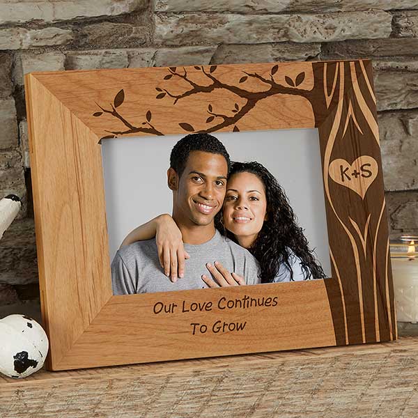 Carved Heart Tree Personalized Art, Engagement Gift For Couples, Name  Carved In Tree Print